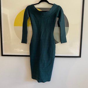 HERVE LEGER Olive green bandage dress